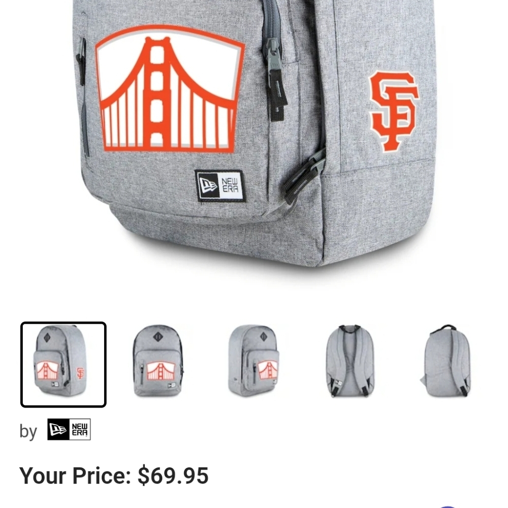 New Era Gray Backpack with Orange Bridge Design